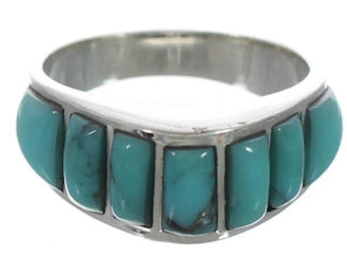Authentic Sterling Silver Turquoise Inlay Ring Size 5-3/4 VX36516